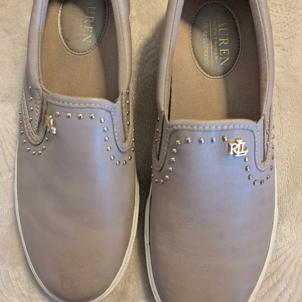 Ralph Lauren Leather Slip On with Gold Detailing